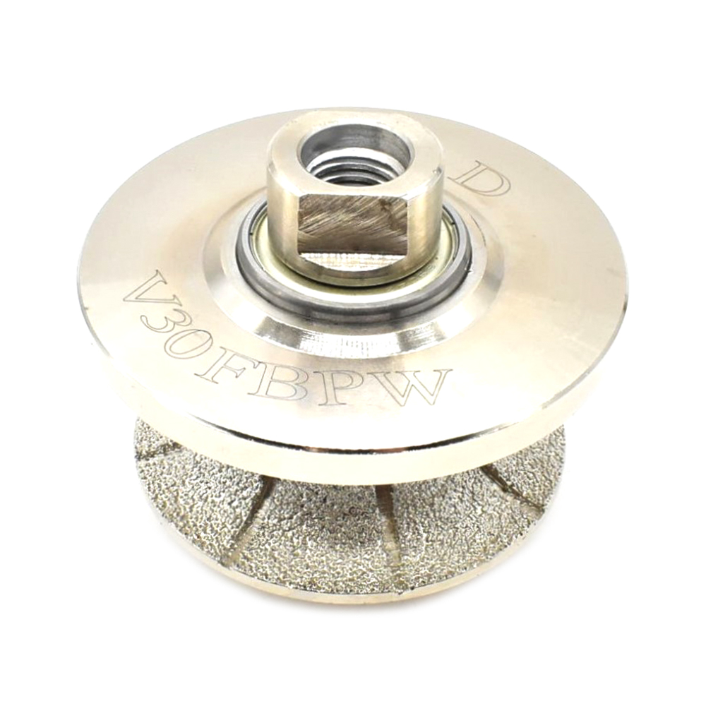 1-1/4" Full Bullnose Vacuum Brazed Diamond Profile Wheel with 5/8"-11 Female Threads
 - W02