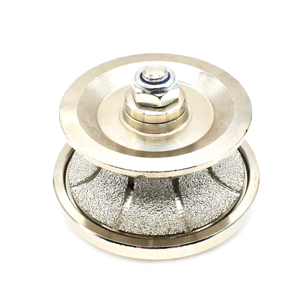1-1/4" Full Bullnose Vacuum Brazed Diamond Profile Wheel with 5/8"-11 Female Threads
 - W03
