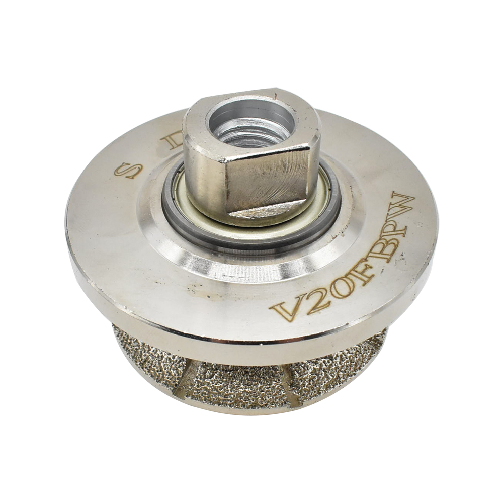 3/4" Full Bullnose Vacuum Brazed Diamond Profile Wheel with 5/8"-11 Female Threads
 - W02