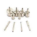 Large Drill Bit Kit. Includes 10 Electroplated Bits. 6mm, 8mm, 10mm, 12mm,18mm, 25mm, 32mm, 35mm, 40mm, 50mm and Clamp Drill Bit Guide
 - W03