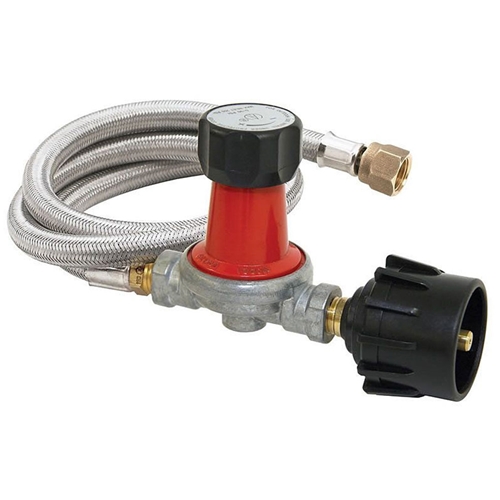 Propane regulator assembly with 6 ft steel braided hose and fitting (WRP-6) - W02