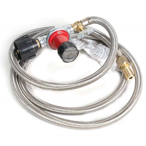 Propane regulator assembly with 6 ft steel braided hose and fitting (WRP-6) - W03