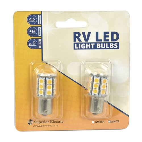 Boat and RV LED Light Bulb - 27LED 12V 250 Lumens 4.5W Amber - 2/Display Pack - W02