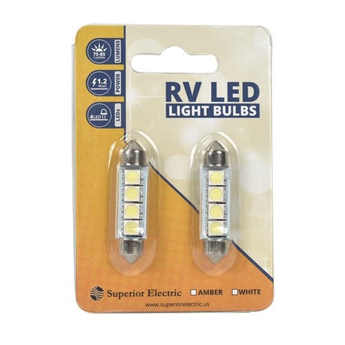 Boat and RV LED Light Bulb - 4LED 12V 85 Lumens 1.2W White - 2 /Display Pack - W02