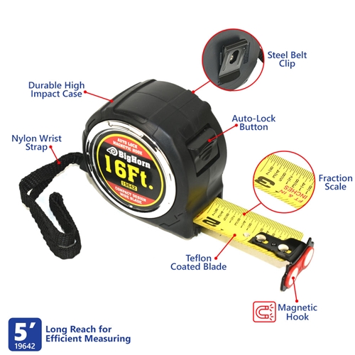 Heavy Duty Measuring Tape 16 ft x 1" - W02