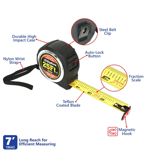Heavy Duty Measuring Tape 25 ft x 1" - W02