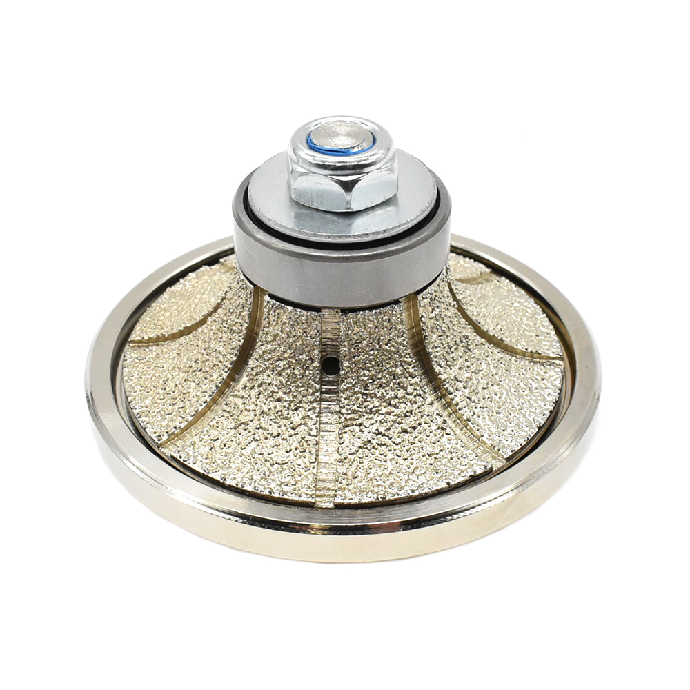 3/4" Radius Vacuum Brazed 75mm Premium Diamond Profile Wheel with 5/8" x 11 Female Threads - W03