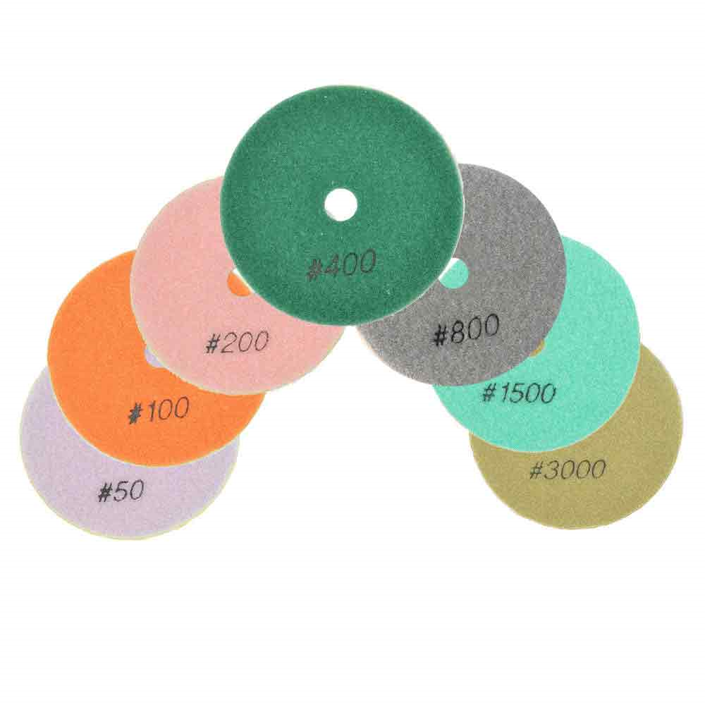  7 Pcs 4" DHEX 6mm  Wet / Dry Diamond Hex Pad Set
 - W02