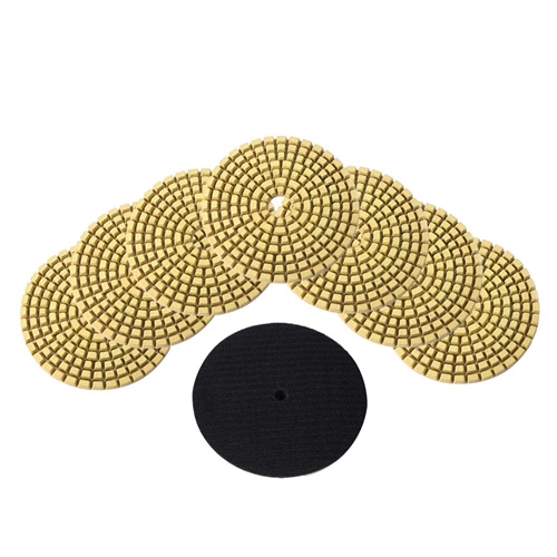 7" Wet Diamond Polishing Pad Set, 3mm thick -  (50, 100, 300, 400, 600, 1000, 3500 Grit) - (78WETSET)
 - W02