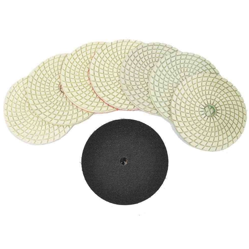 WP800-220 4" Var Speed Polisher and 8 pc 4" Diamond Polishing Pad Set - W04