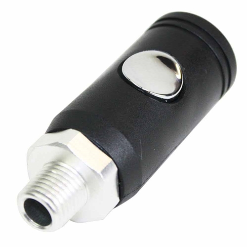 1/4 Inch Universal Push Button Aluminum Coupler x 1/4 Inch Male NPT with Plastic Sleeve - CH441A - 25 Pack - W02