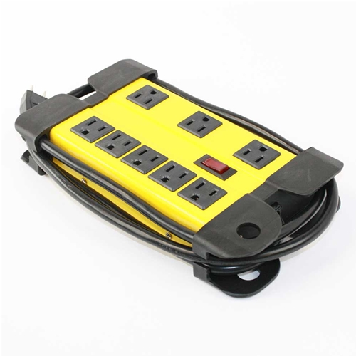 Heavy-Duty Metal Power Strip, 8 Outlet, 6ft Cord, 14AWG, UL  (RVA1544) - W02