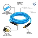 1/4" 25 ft Light Blue Polyurethane Hose (1/4" NPT) Solid Fitting - W02