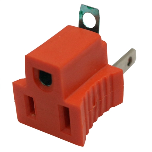 3 Prong to 2 Prong Polarized Grounding Adapter  125V 15A (Orange) - W02