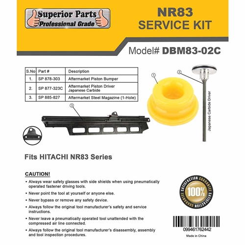Carbide Driver, Bumper and Steel Magazine 1 Hole Upgrade Kit for Hitachi NR83A and NR83A2
 - W02