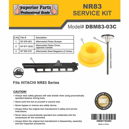 Carbide Driver, Bumper and Steel Magazine 2 Hole Upgrade Kit for Hitachi NR83A and NR83A2
 - W02