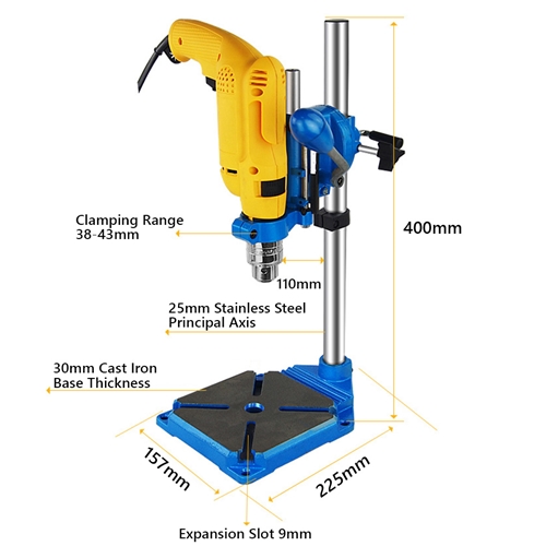 Cast Iron Base, Single Head Drill Stand with 90 Degree Rotation - Replaces Dremel - W04