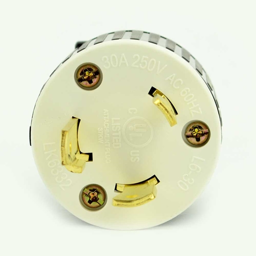30A-250V 3-Blade NEMA L6-30P Twist Lock Electrical Plug - W02