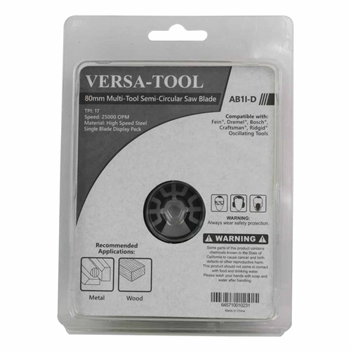 80mm Semi-Circular saw  Blade  Compatible with Fein Multimaster, Dremel, Bosch, Craftsman, Ridgid Oscillating Tools - Single Display Pack - W02