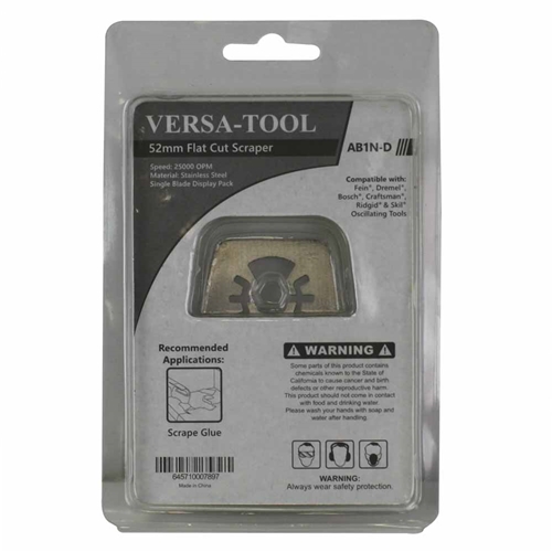 52mm Flat Cut Stainless Steel Scraper  Compatible with Fein Multimaster, Dremel, Bosch, Craftsman, Ridgid Oscillating Tools - Single Display Pack - W02