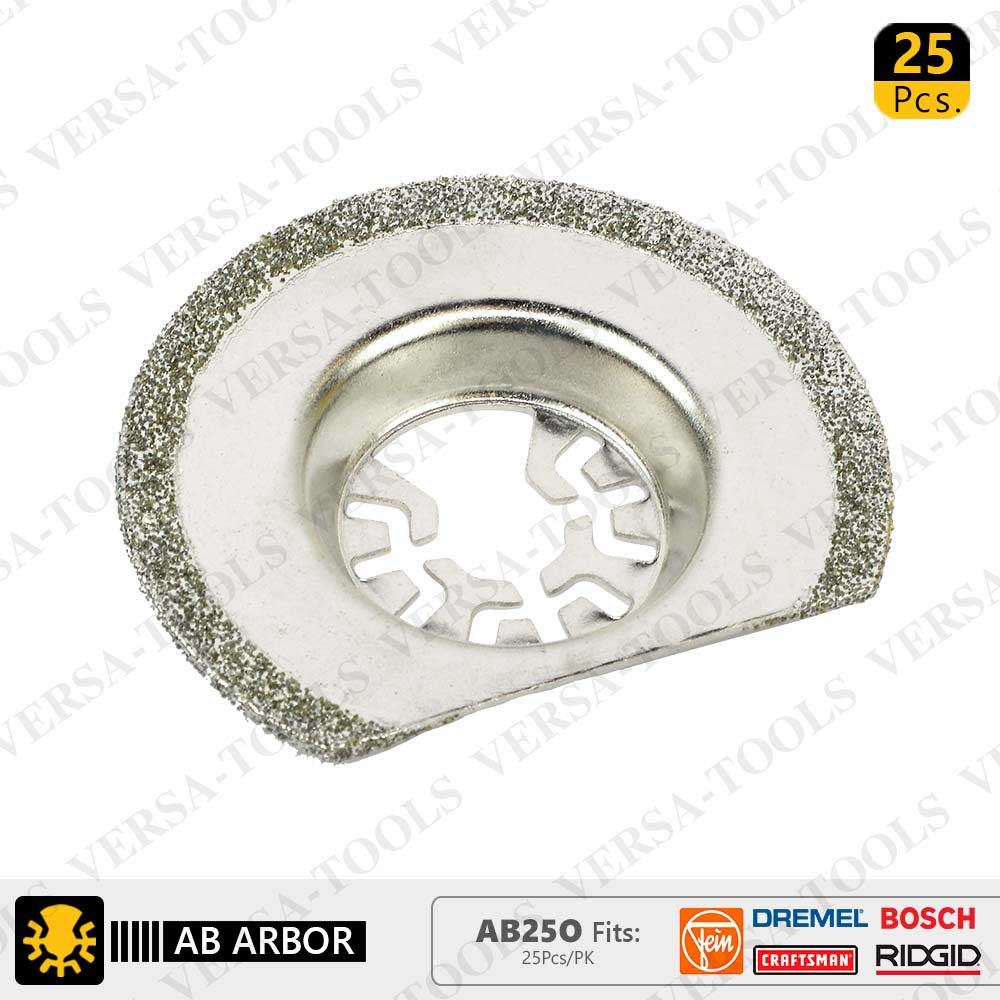 63mm Diamond Semi-Round Electoplated Blade Compatible with Fein Multimaster, Dremel, Bosch, Craftsman, Ridgid Oscillating Tools  / 25pk - W02