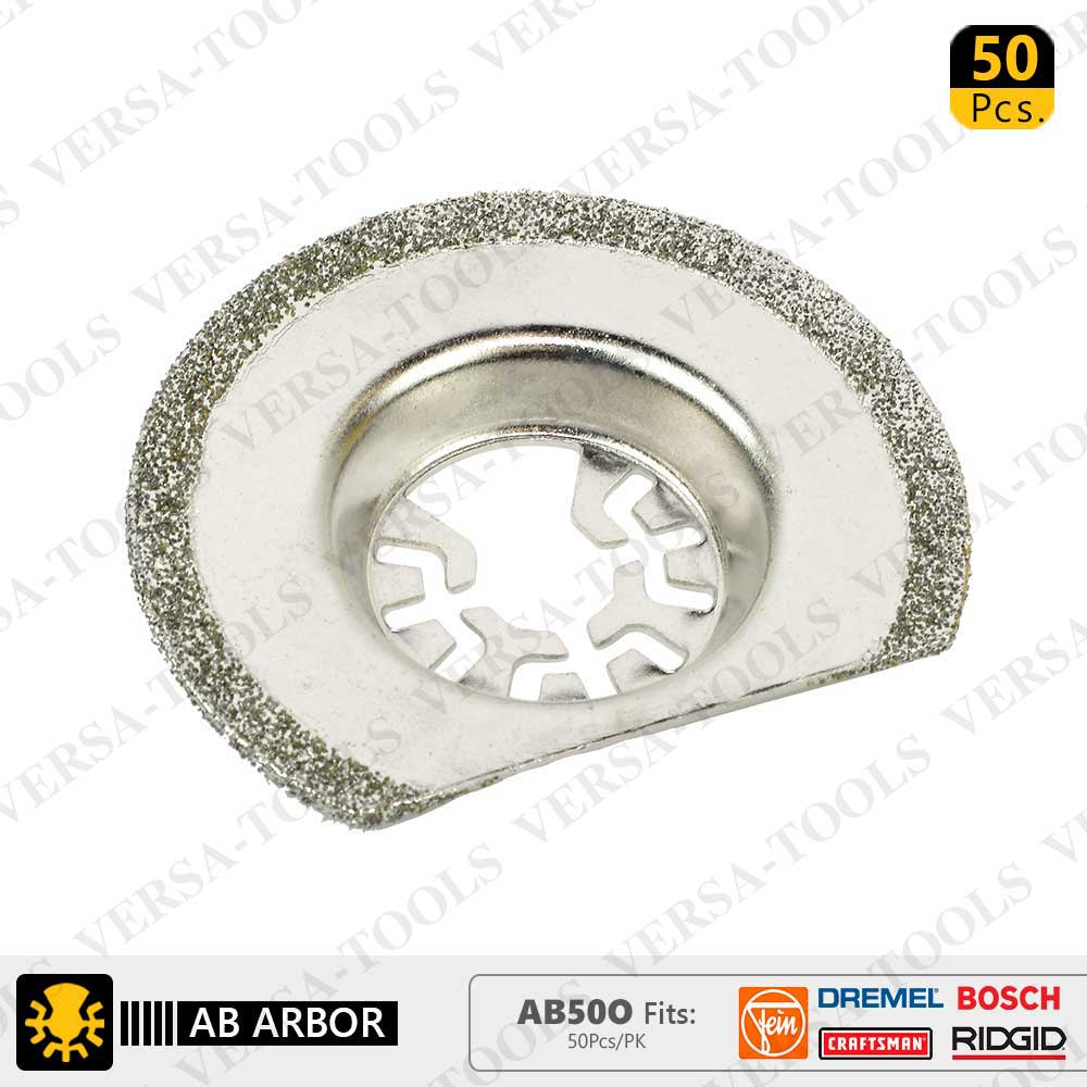 63mm Diamond Semi-Round Electoplated Blade Compatible with Fein Multimaster, Dremel, Bosch, Craftsman, Ridgid Oscillating Tools  / 50pk - W02