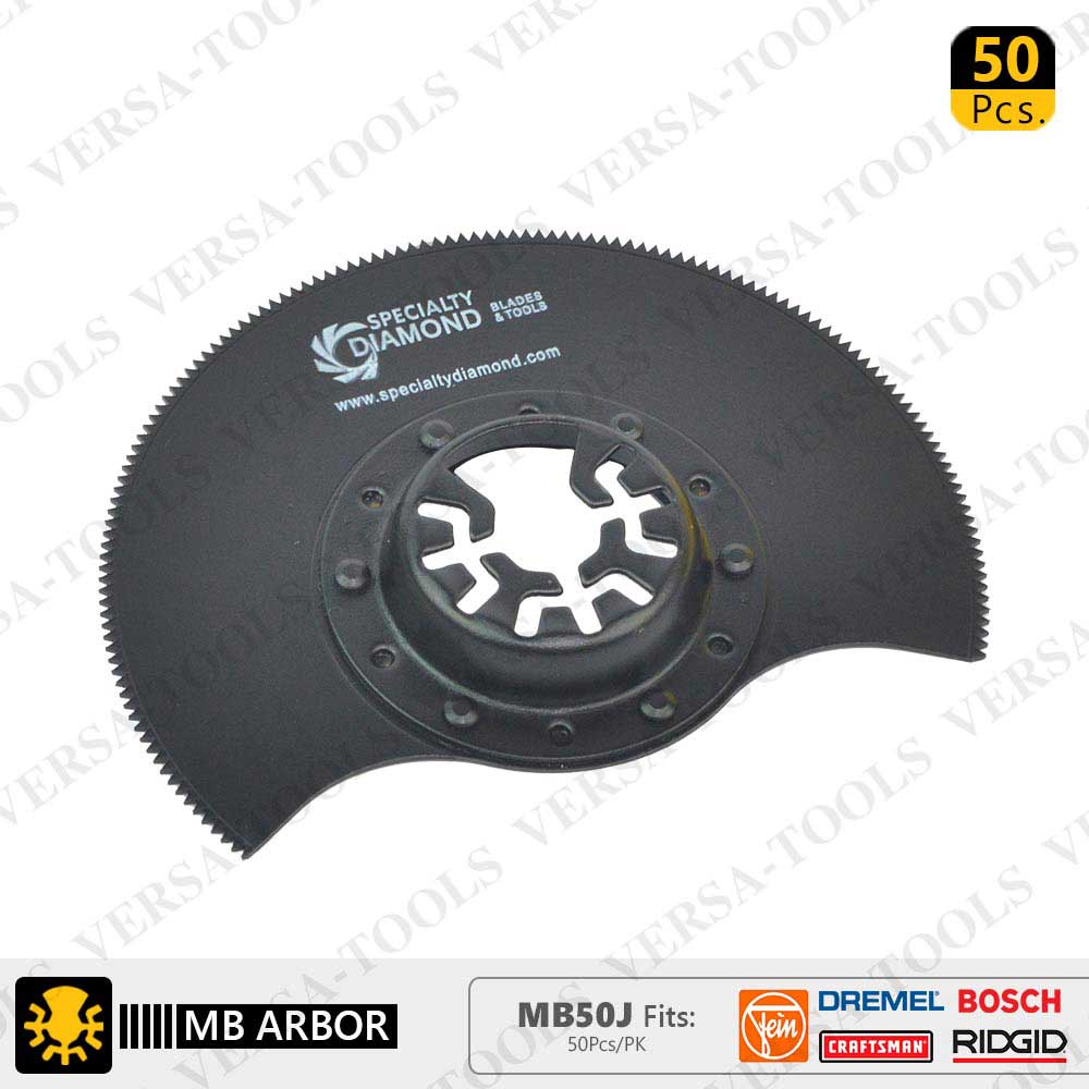 80mm  Semi- Circular saw Blade, 9mm Offset Mount For a Perfect FLUSH CUT Compatible with Fein Multimaster, Dremel, Bosch, Craftsman, Ridgid Oscillating Tools  / 50pk - W02