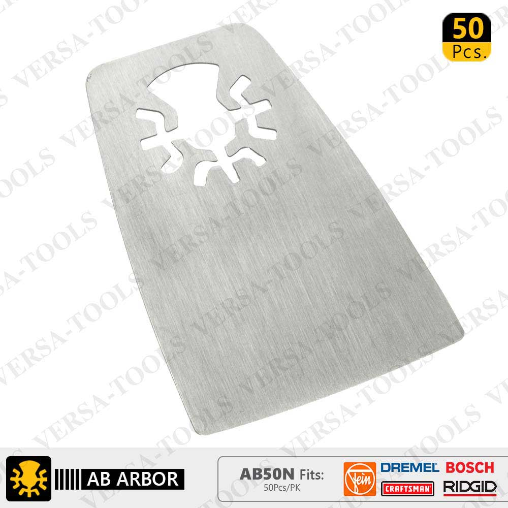 52mm Flat Cut Stainless Steel Scraper  Compatible with Fein Multimaster, Dremel, Bosch, Craftsman, Ridgid Oscillating Tools  / 50pk - W02