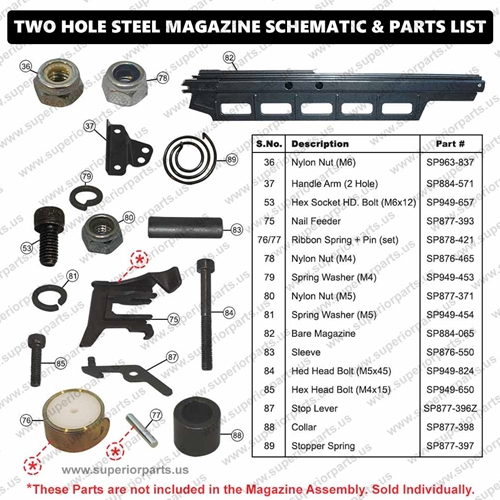 Aftermarket Magazine Assembly (Steel) 2-Hole for Hitachi NR83A  - W03
