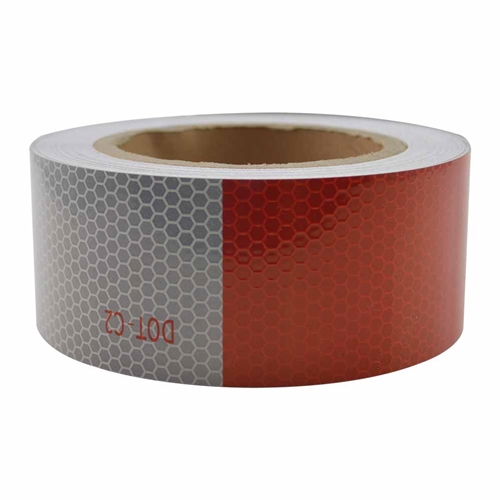 2" x 50' ft High Visibility Conspicuity DOT-C2 Approved Reflective Safety Tape – 6" Red / 6" White - Automobile Vehicles, Trailers, Boats - W02