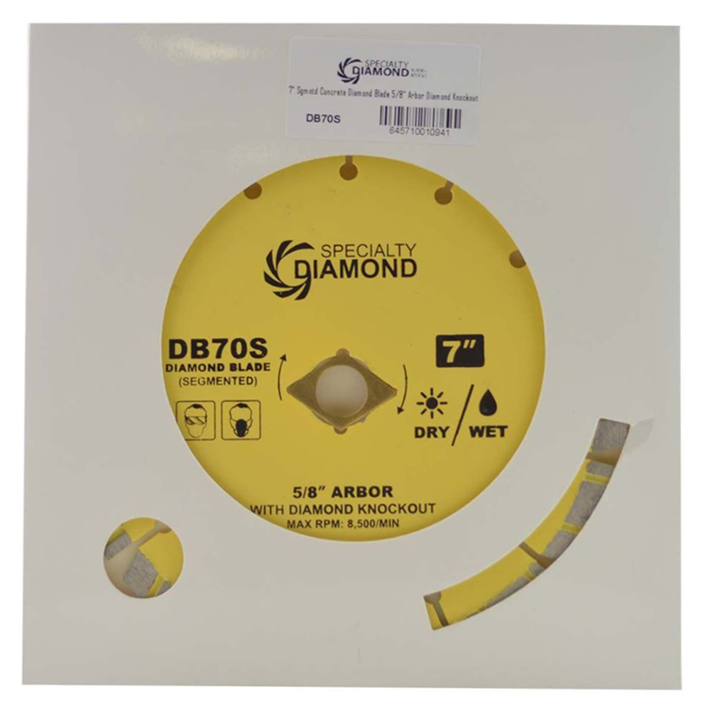 7" Segmented Concrete Diamond Blade 5/8" Arbor with Diamond Knockout - W02