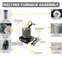 Tabletop Melting Furnace with 2kg Crucible 110 Volt 1500W with Gloves, Tong and Power Cable - W011