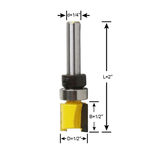 1/4" Shank Mortising Hinge w/Top Bearing Router Bit. - TA-170 - W04