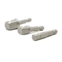 3PCS Set 1/4" 3/8" 1/2" Square Socket Adapter - 1/4" Hex Shank - Power Extension Bit Set for Drills - SE 2549 - W02