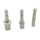 3PCS Set 1/4" 3/8" 1/2" Square Socket Adapter - 1/4" Hex Shank - Power Extension Bit Set for Drills - SE 2549 - W03