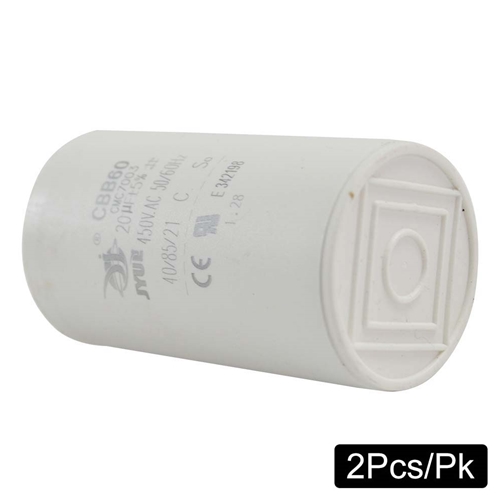 (TMT Only)  CBB60 20MFD +/-5% 50Hz/60Hz AC 450V Cylinder Motor Running Capacitor - 2/Pack - W03