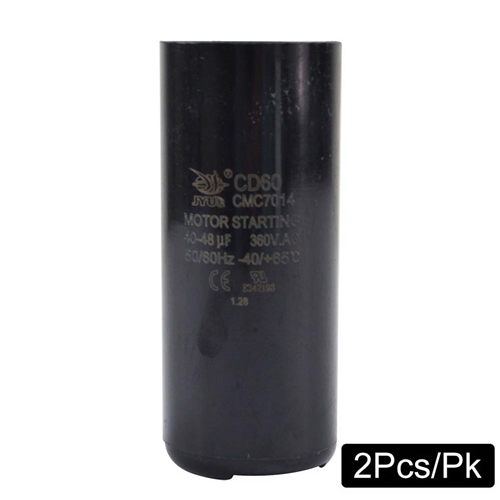 (TMT Only)  CD60 40-48 MFD +/-5% 50Hz/60Hz AC 360V Cylinder Motor Starting Capacitor - 2/Pack - W02