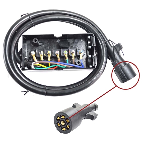 6 Ft - 7  Way Trailer Cord and Junction Box - W02
