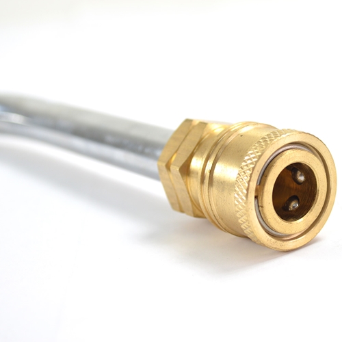 12" Chrome Gutter Cleaner Attachment, Coupled with 1/4" Brass Quick Coupler x 1/4" Plug  - W02