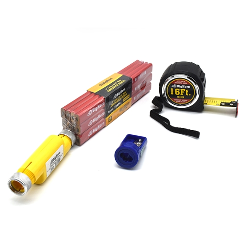 Carpenter Tools Kit - 16ft Tape Measure, Carpenter Pencil, Sharpener, Pencil/Crayon Holder - W03