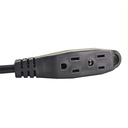 6ft 5-15P 45 Degree to 5-15R Triple Tap Power Cable 16AWG SJT (13A 125V) - W04