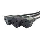1-to-4 Power Cord Splitter Cable -18" Inches - Black - 16 Gauge - W03