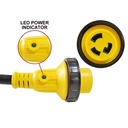 RV Adapter 1.5 ft  STW 10AWG/3 - 50A Male (14-50P) to 30A Locking (L5-30R)  Locking W/LED  - W02