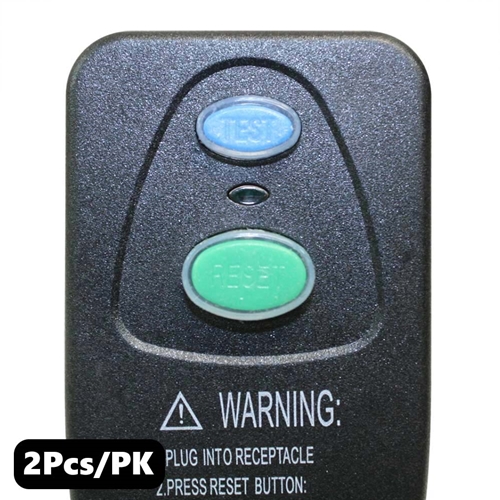 (TMT Only) GFCI Plug Standard 15 Amp Nema 5-15P w/ AWG 12" Single Tap Cord -2PK - W06