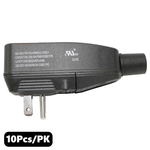 (TMT Only) GFCI Plug Standard 15 Amp Nema 5-15P w/ AWG 12" Single Tap Cord - 10PK - W05