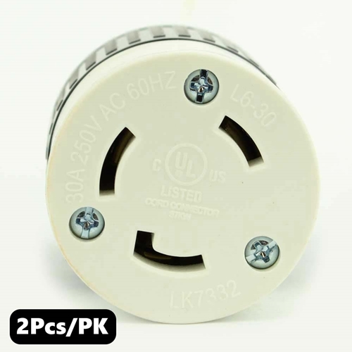 (TMT Only) 30A-250V NEMA L6-30R Twist Lock Electrical Receptacle - 2PK - W02
