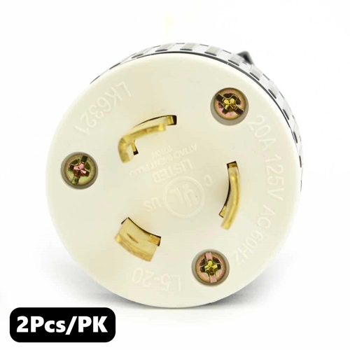 (TMT Only) 20A-125V 3-Blade NEMA L5-20P Twist Lock Electrical Plug - 2PK - W02