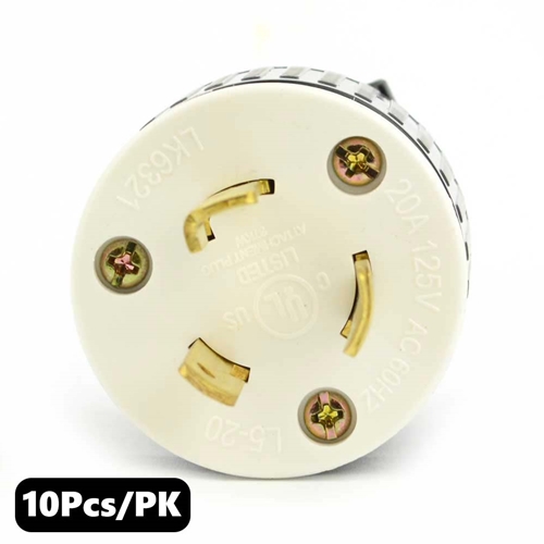 (TMT Only) 20A-125V 3-Blade NEMA L5-20P Twist Lock Electrical Plug  - 10PK - W02