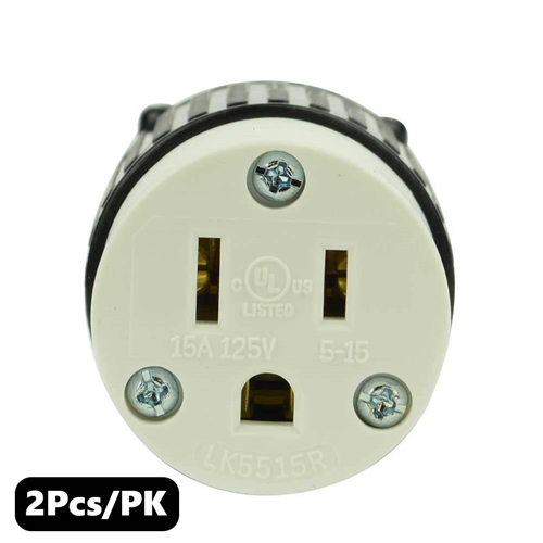 (TMT Only) 15A-125V NEMA 5-15R Straight Electrical Receptacle - 2Pk - W02