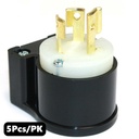 (TMT Only) 15A-250V 3-Blade NEMA L6-15P Twist Lock Industrial Angle Electrical Plug - 5Pk - W02